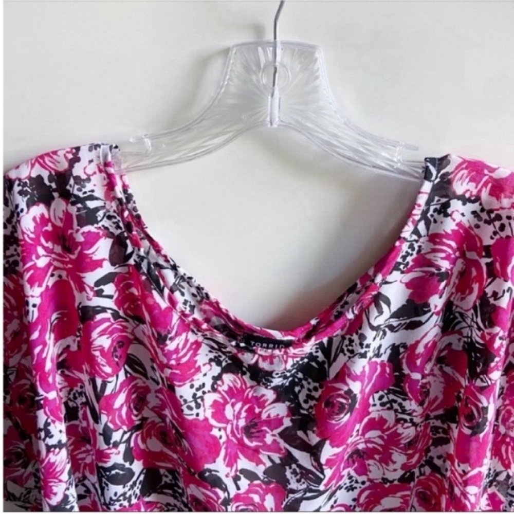 Torrid pink rose print georgette blouse open back - Picture 5 of 8